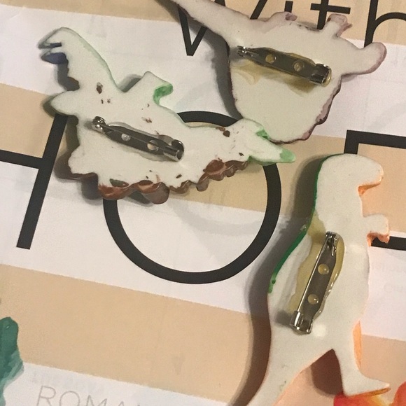 Lot of 3 Vintage Colorful Dinosaur Brooches Lapel Pins New Old Stock - Picture 6 of 14